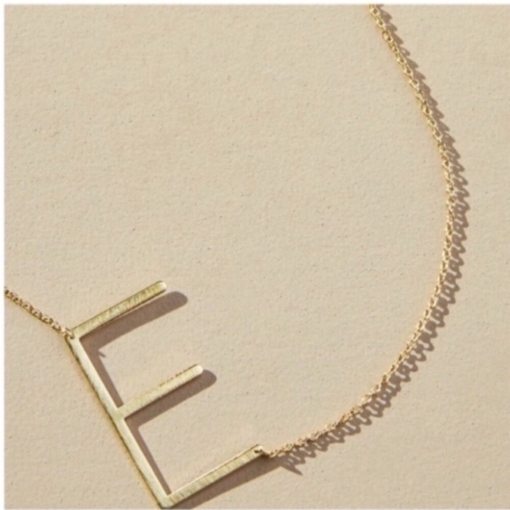 New! Anthropologie Gold Monogram Initial Pendant Necklace NWOT